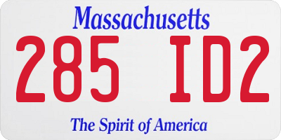 MA license plate 285ID2