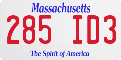 MA license plate 285ID3