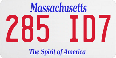 MA license plate 285ID7