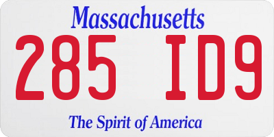 MA license plate 285ID9