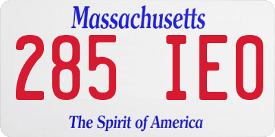 MA license plate 285IE0