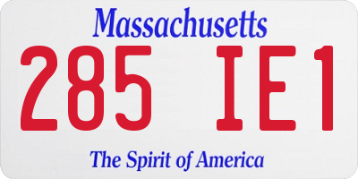 MA license plate 285IE1