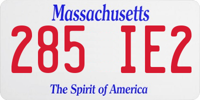 MA license plate 285IE2