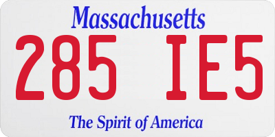 MA license plate 285IE5