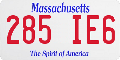 MA license plate 285IE6