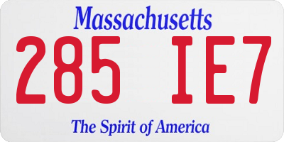 MA license plate 285IE7