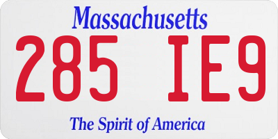 MA license plate 285IE9