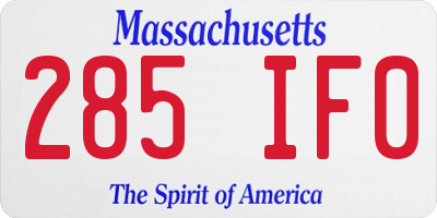 MA license plate 285IF0