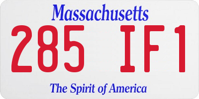MA license plate 285IF1