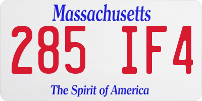 MA license plate 285IF4