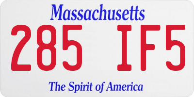 MA license plate 285IF5