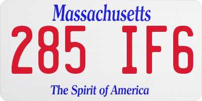 MA license plate 285IF6