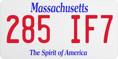 MA license plate 285IF7