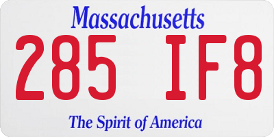 MA license plate 285IF8