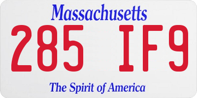 MA license plate 285IF9