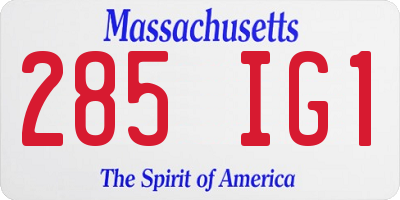 MA license plate 285IG1