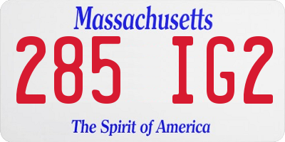 MA license plate 285IG2