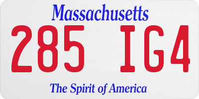MA license plate 285IG4