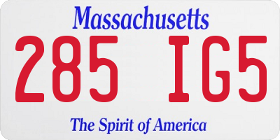 MA license plate 285IG5