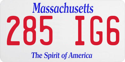 MA license plate 285IG6