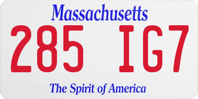 MA license plate 285IG7