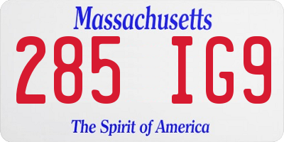 MA license plate 285IG9
