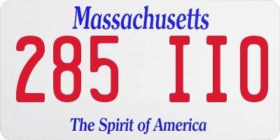 MA license plate 285II0