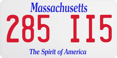 MA license plate 285II5