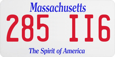MA license plate 285II6