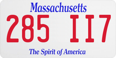 MA license plate 285II7