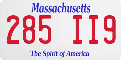 MA license plate 285II9