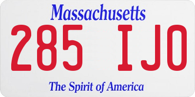 MA license plate 285IJ0