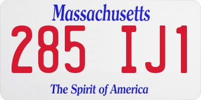 MA license plate 285IJ1
