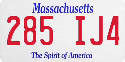MA license plate 285IJ4