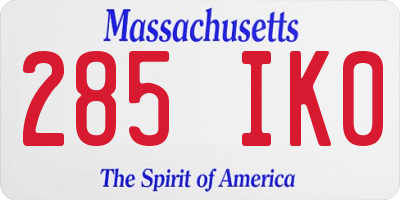 MA license plate 285IK0