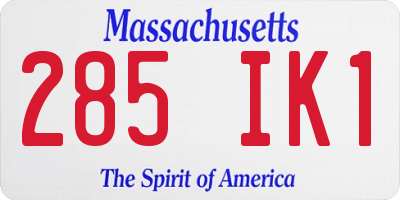 MA license plate 285IK1