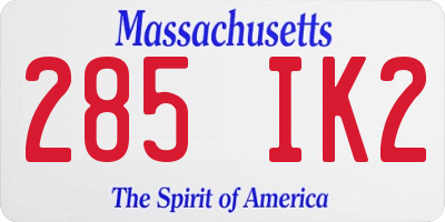 MA license plate 285IK2