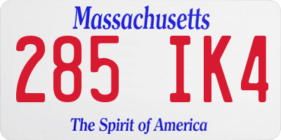 MA license plate 285IK4