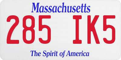 MA license plate 285IK5