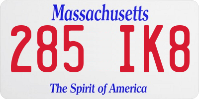 MA license plate 285IK8