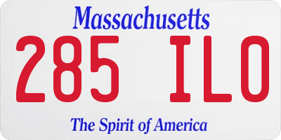 MA license plate 285IL0
