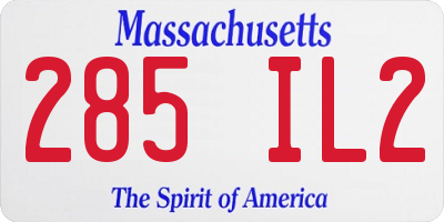 MA license plate 285IL2