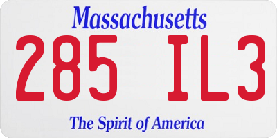MA license plate 285IL3