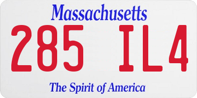 MA license plate 285IL4