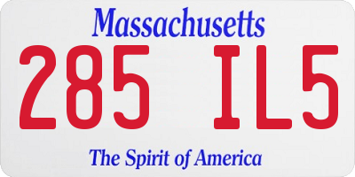 MA license plate 285IL5