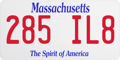 MA license plate 285IL8