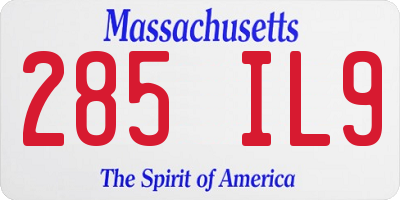 MA license plate 285IL9