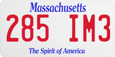 MA license plate 285IM3