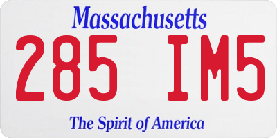MA license plate 285IM5
