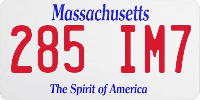MA license plate 285IM7